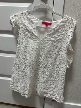 Lilly Pulitzer White Eyelit Top